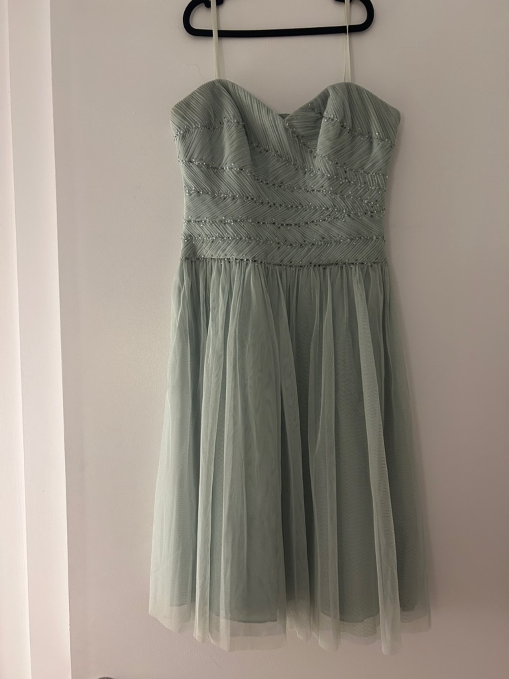 BCBGMaxAzria Mint Green Strapless Sweetheart Tulle Cocktail Dress